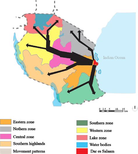 Map Of Tanzania Showing Administrative Zones And Rural Immigration