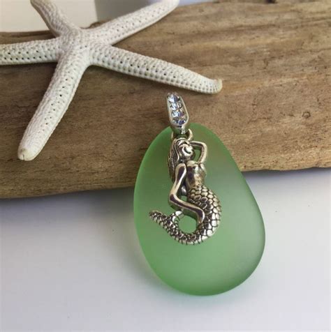 Sea Glass Bead Seaglass Jewelry Beach Glass Beads Sea Glass Pendant Mermaid Recycled Sea