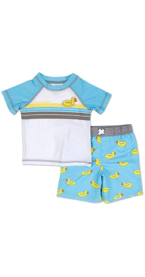 Toddler Boys 2 Pc Ducks Swimwear Set Blue Multi Burkes Outlet