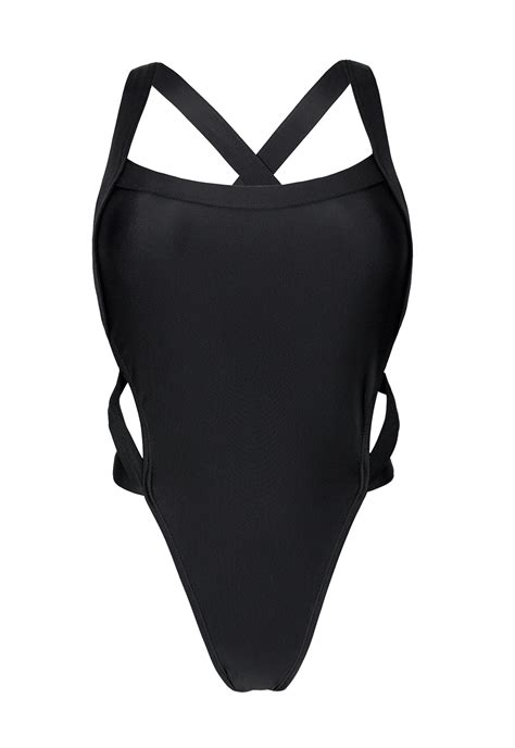 Black One Piece Swimsuit Unusual Cut Preto Infinity