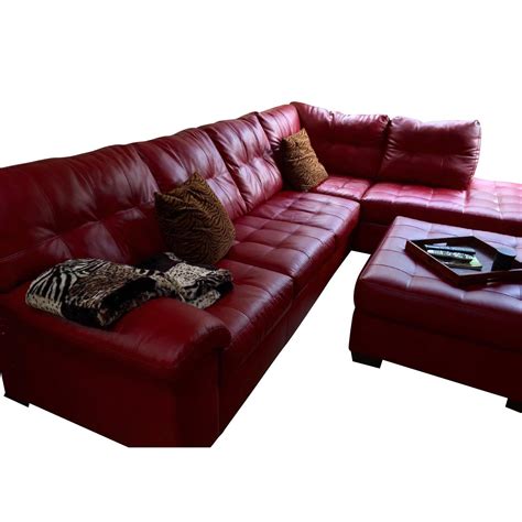 Ashleys Red Sectional Sofa W Raf Chaise And Ottoman Aptdeco
