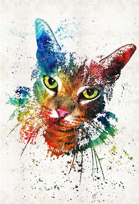 Colorful Cat Art By Sharon Cummings Painting By Sharon