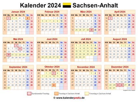 Kalender 2024 Sachsen Anhalt Ferien Feiertage Pdf Vorlagen