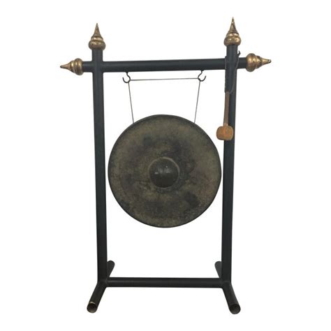 Vintage Chinese Bronze Gong Stand And Mallet Chairish