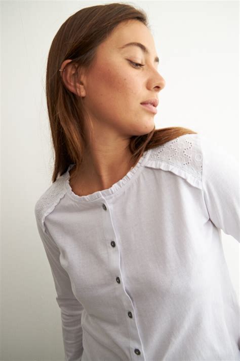 Camisa Jersey Con Broderie Blanco — Lolita