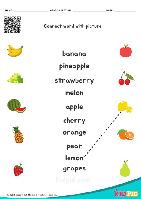 Fruit Name Printable Worksheet For Kindergarten Kindergarten
