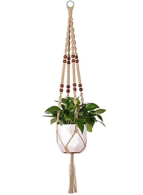 Mkono Macrame Plant Hanger Indoor Outdoor Long Hanging Planter Basket