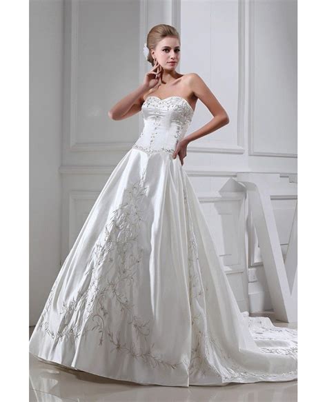 Embroidered Sweetheart Ivory Satin Wedding Gown Oph1349 3299