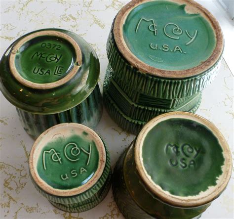 Vintage McCoy Pottery – Green Planters | Mccoy pottery vases
