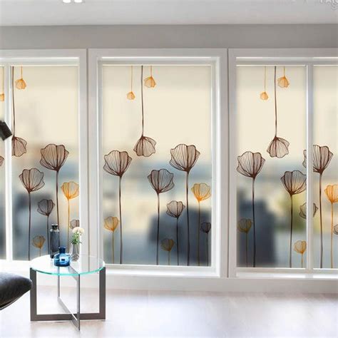 Window Film 2pcs Static Cling Frosted Stained Flower Glass Window Film