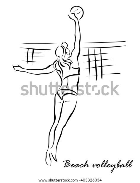 illustration shows girls playing beach volleyball stock illustration 403326034 shutterstock