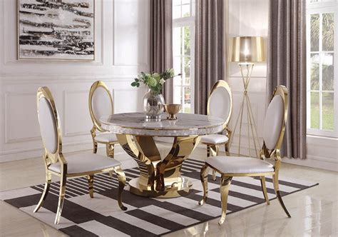A bedroom furniture set lets you easily outfit a master suite, guest room or child's bedroom with coordinated pieces. Kendall Gold And White Dining Room Set - 1StopBedrooms.