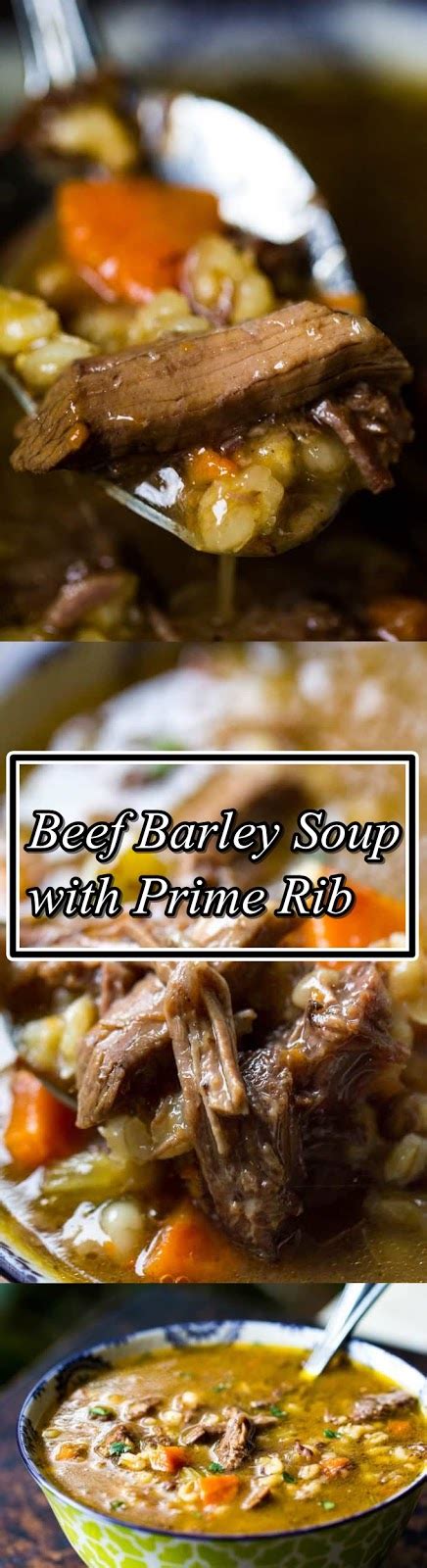 You'll want to remove the roast from the oven when its internal temperature reaches 110º, which for a 5lb roast should take about 1 hour. Beef Barley Soup with Prime Rib - Recipe Kuenak
