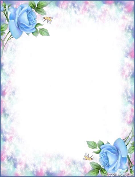 Printable Stationary 1 Flower Frame Floral Border Design Free