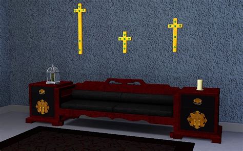 Mod The Sims Painted Golden Wooden Jeweled Wall Crosses