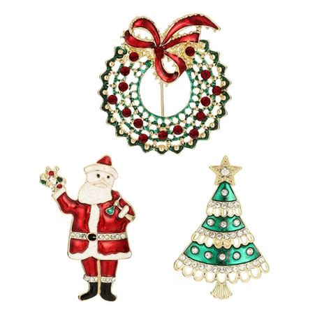 Christmas Brooch Pins Set Holiday Brooch Xmas Pin Lot Party Favor Set