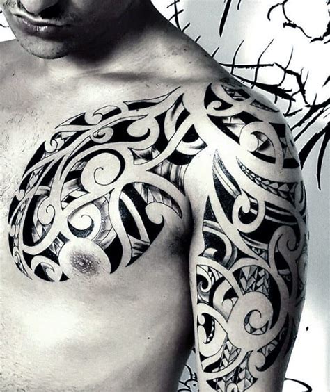 Tribal tattoos identified warriors and their social rankings. 80 Tribal Shoulder Tattoos For Men - Masculine Design Ideas