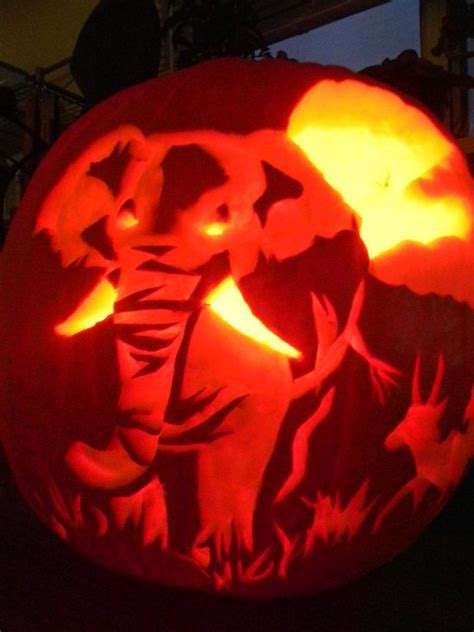 African Pumpkin Carved Elephant Pumpkin Carving Halloween Pumpkins