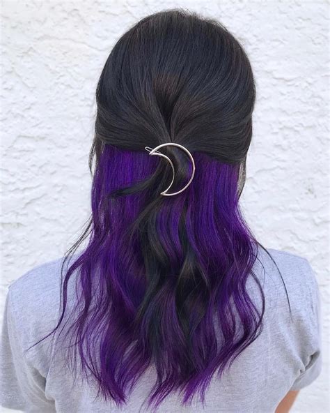 Purpledarkbrunette Hidden Hair Color Peekaboo Hair Hair Inspo Color