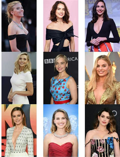 Scarlett Johansson Daisy Ridley Gal Gadot Elizabeth Olsen Emilia Clarke Margot Robbie Brie