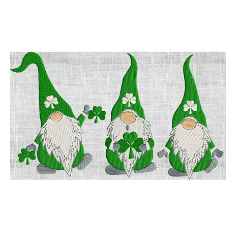 St Patrick S Day Gnomes W Shamrocks Retro Embroidery Etsy St