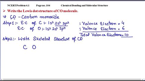 Write The Lewis Dot Structure Of Co Molecule Youtube