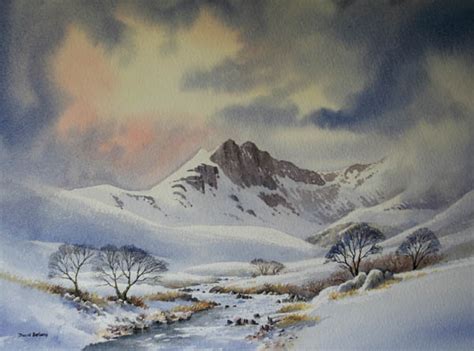 Davidbellamyart Painting Snow Covered Mountains