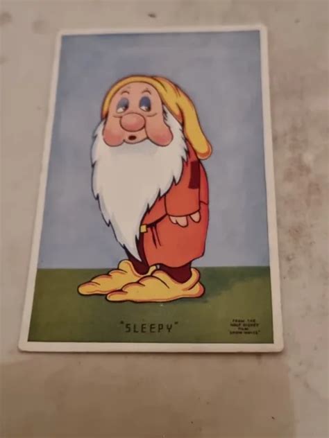Postcard Walt Disneys Snow White And Seven Dwarfs Sleepy Vintage