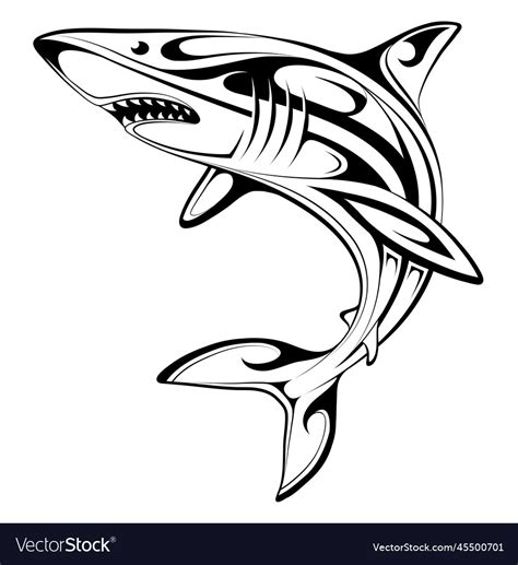 Tribal Art Shark Tattoo Royalty Free Vector Image