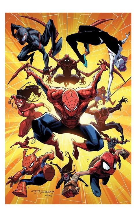 Spiders Spiderman Marvel Comics Art Comic Book Artwork