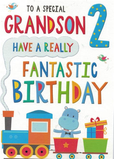 Back Grandson Birthday Cards 2nd Birthday Grandsons Red Gold Blue Grey Birthdays Greetings