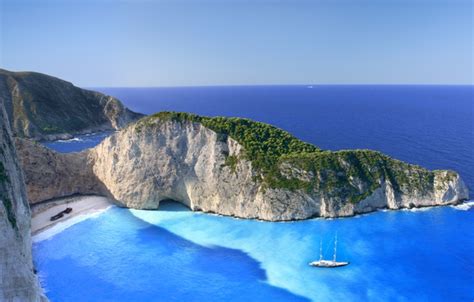 Wallpaper Beach Clouds Rocks Island Greece The Ionian