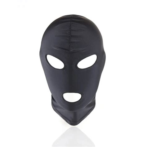 Party Cosplay Adult Games Cosplay Head Mask Bondage Spandex Hood Open Eye Mouth Black Mask Bdsm