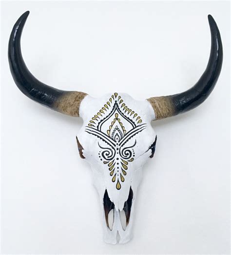 Gorgeous Hand Painted Faux Cow Skull 3 Sizes Available Etsy Animal