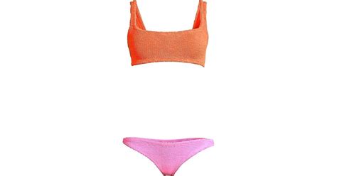 Hunza G Synthetic Duo Xandra Bikini In Orange Bubblegum Orange Lyst