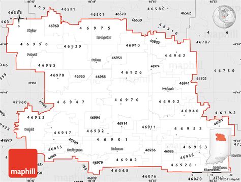 Silver Style Simple Map Of Zip Codes Starting With 469