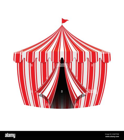 carpa de circo clásica de rayas rojas y blancas con vector abierto