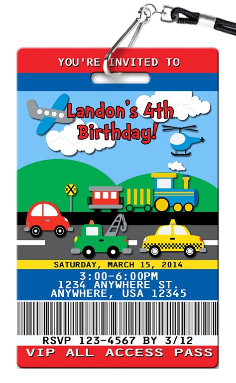 Free Printable Transportation Birthday Invitations