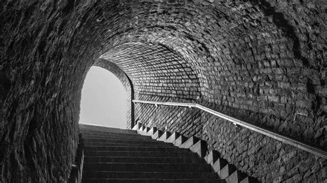 Wallpaper Tunnel Stairs Bw Steps Hd Picture Image