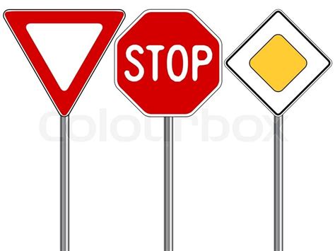Traffic Signs Against White Stock Vector Colourbox