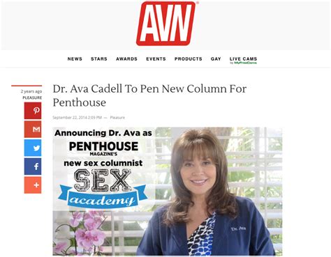 Dr Ava To Pen New Column For Penthouse Dr Ava Cadell