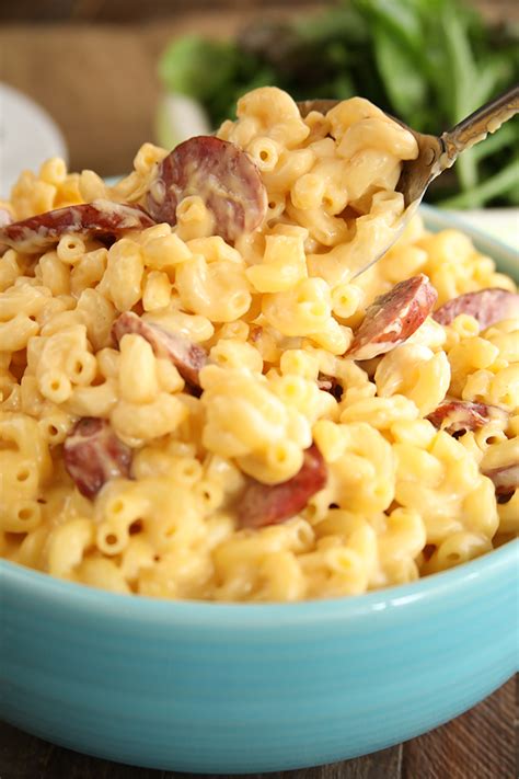 How to make homemade summer sausage: Creamy Smoked Sausage Mac and Cheese - Southern Bite