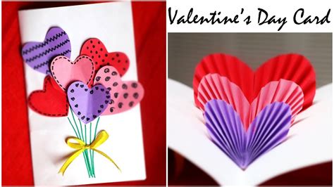 Diy Valentine Card Handmade Popup Card For Valentines Day 3d Hearts Card Reupload Youtube