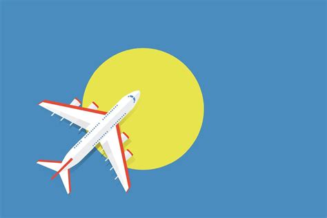 Vector Illustration Of A Passenger Plane Flying Over The Flag Of Palau