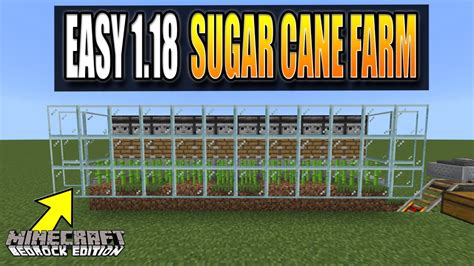 Easy 1 18 AUTOMATIC Sugar Cane Farm Tutorial For Minecraft Bedrock