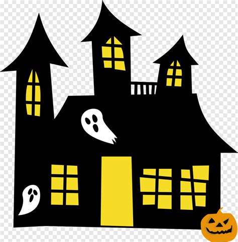 Hauntedhouse Yellowwindows Clipart Of Spooky Halloween Haunted House