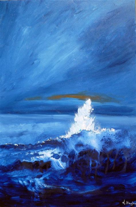 Original Impressionist Abstract Seascape Acrylic Painting Coming 24