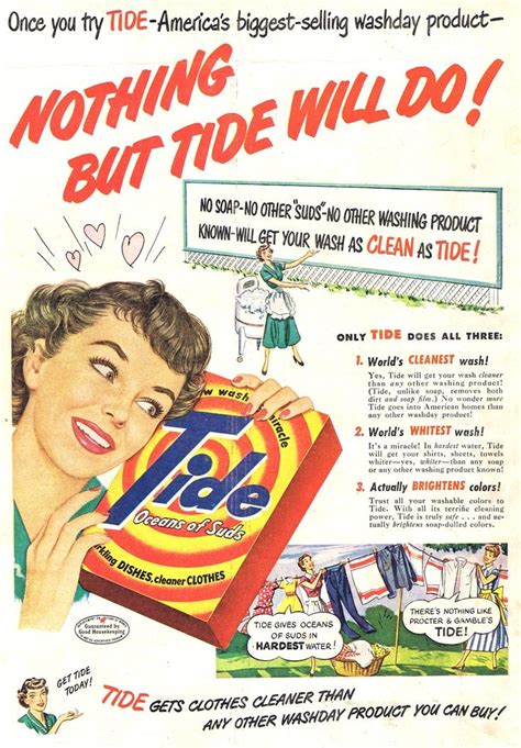50s Adverts Google Search Tide Detergent Laundry Wall Art Vintage Ads