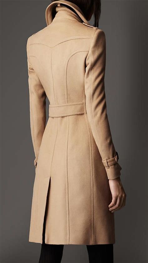 Leather Detail Wool Cashmere Coat Burberry Coats For Women Coat