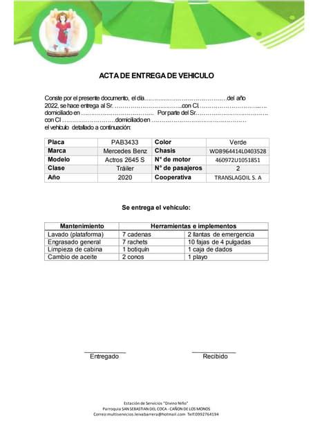 Acta De Entrega De Vehiculo 2docx